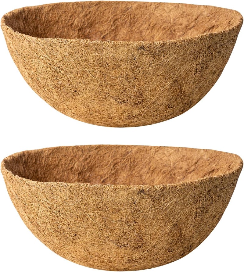 Karlliu 2 Pack 14 Inch Round Replacement Coco Liners for Hanging Basket Natural Coconut Fiber Liner for Flower Planter Pot Coco Coir Pots for Outdoor Garden Planting - Image 1